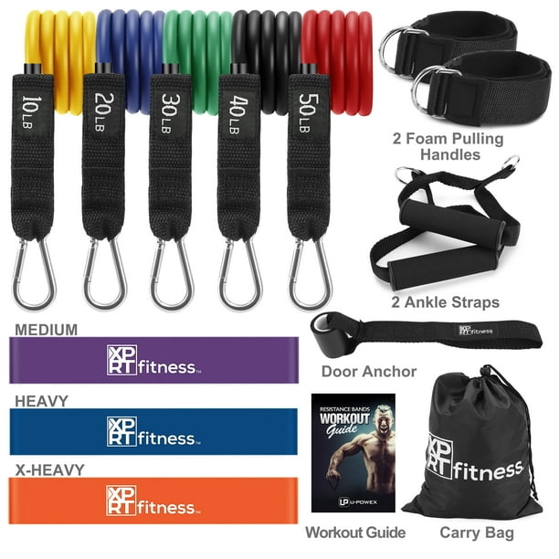 XPRT Fitness Resistance Bands Set for Home Gym and Exercise with 3 Loop
