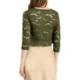 thumbnail image 3 of INSPIRE CHIC Women's Shrugs Floral Lace Cardigan 3/4 Sleeves Sheer Cover Up Top XL Olive Green, 3 of 7