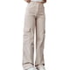 thumbnail image 3 of Pantalones de Mujer con Múltiples Bolsillos Ajuste Relajado Pierna Ancha Recta Cintura Media Pantalones Informales de Calle Albaricoque Rosa XL, 3 of 5