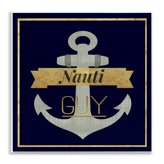 Stupell Industries Nauti Guy with Anchor Novelty & Humor Painting Unframed Art Print Wall Art, 12 x 12
