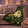 thumbnail image 6 of Botanical Bee Cream Flower, Cozy Botanical Garden Scene, Warm Flannel Blanket for Sunroom and Reading Nook, Garden Lovers Thanksgiving Gift, Botanical Home Decor, 6 of 9