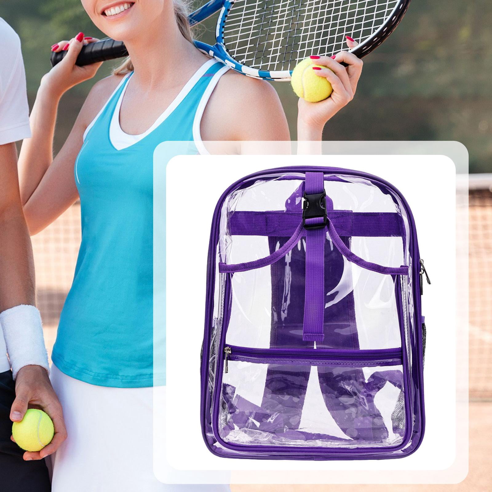 funtasica Tennis Backpack ,Racket Bags ,PVC, Lighweight Clear Large Capacity Unisex Gym Badminton Bag Tennis Rucksack for Men and Women Purple