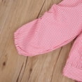 thumbnail image 3 of Kids Little Girls Off Shoulder Tops, Long Sleeve Striped Print Tie Knot Front Loose Shirts, 3 of 5