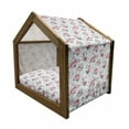 thumbnail image 2 of Shabby Flora Pet House, Romantic Spring Summer Flowers Garden Roses with Leaves Art, Outdoor & Indoor Portable Dog Kennel with Pillow and Cover, 5 Sizes, Almond Green Pale Pink, by Ambesonne, 2 of 5