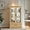 Light Oak, variant on Vintage Glass Display Cabinet with-Tier Adjustable Glass Shelves, Acrylic Mirrored Back Pane and Light Bulb Included, China Cabinet for Living Room