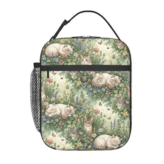 Cat Insulated Lunch Bag Lunch Box Cooler Bag With Front Pocket For Women Men,Reusable Lunch Tote Bag Lunchbox For Office/Work/Picnic