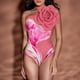 thumbnail image 3 of Gibobby Trajes de Baño para Mujer Traje de baño de 1 pieza para mujer+1 pieza para cubrir traje de baño de dos piezas con estampado vintage Monokini Biki(Rosa,CH), 3 of 5