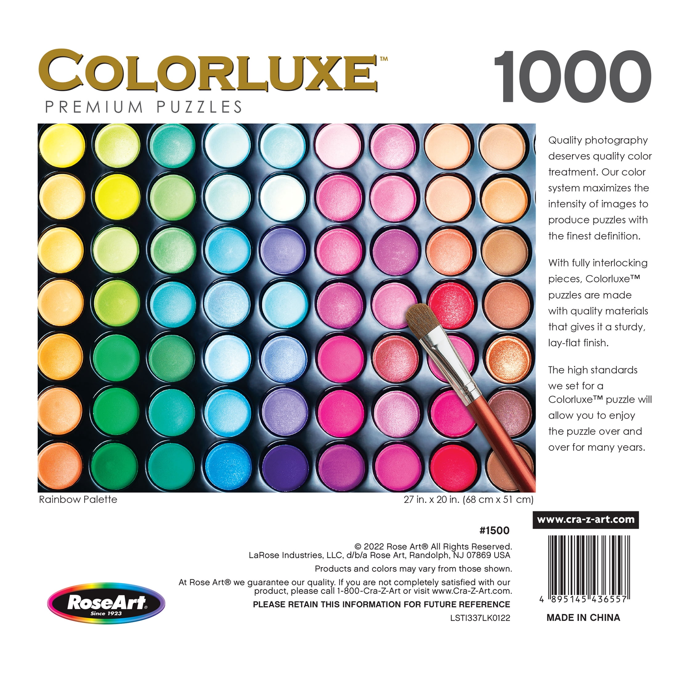 Roseart Colorluxe 1000 Piece Rainbow Palette Adult Interlocking Jigsaw Puzzle