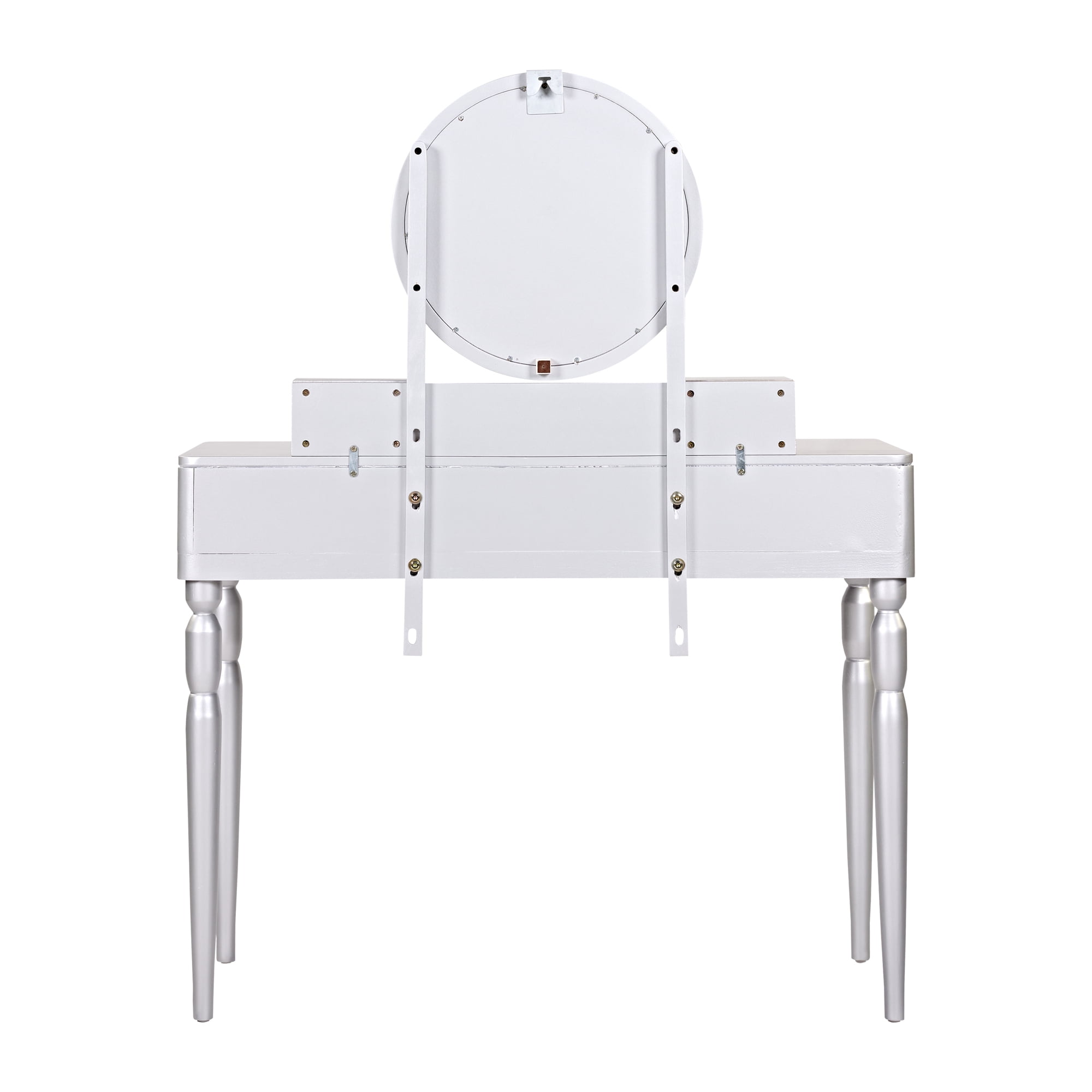 Euroco Elegant Sunflower Vanity Set with Fluted Drawers & Carved Legs – Solid Wood, Adjustable Mirror, Cushioned Stool Included