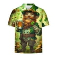 thumbnail image 5 of lcziwo Big and Tall Shirts for Men St Patricks Day Clover Graphic Print Polos Shirts Summer Short Sleeve Button Lapel Work Tops, Multicolor, XL, 5 of 6