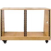 Sound Town DIY 2 x 12U Slanted Studio Rack with Baltic Birch Plywood, Casters, Golden Oak for Recording Room, Home Studio (SDRK-D12T)