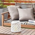 thumbnail image 2 of DecMode White Ceramic Circles Decorative Candle Lantern with Cut Out Design, 2 of 8