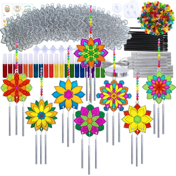 Kit de manualidades con forma de campanillas de viento con forma de flor de loto para niños