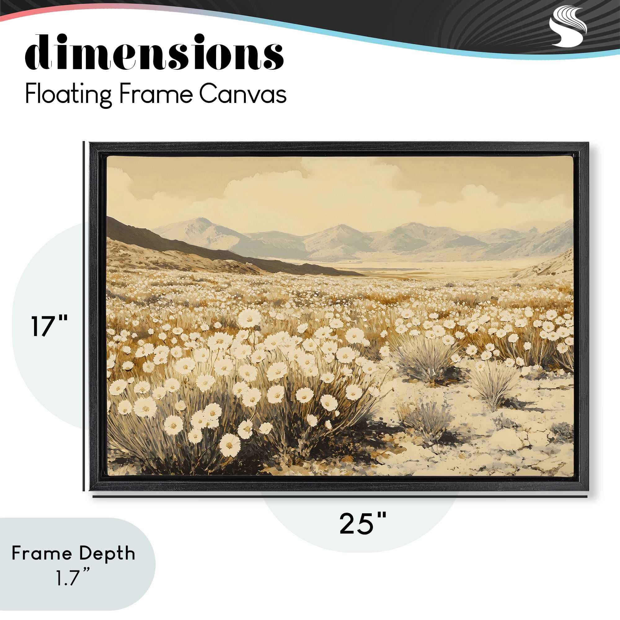 Stupell Industries Desert Wildflowers in Golden Valley Black Framed Floater Canvas Wall Art, design by Franklyn Gregory