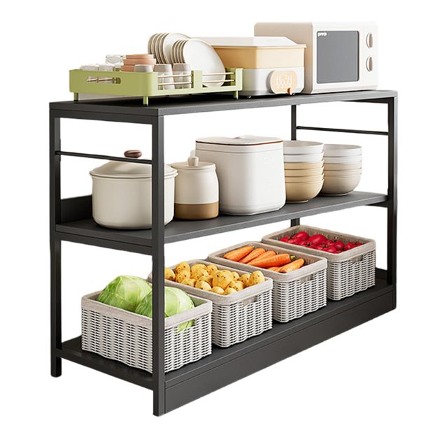 FBXGT Mesa Consola, Estantes para Cocina Mueble para Cocina, Mesa para Cocina, Estantes de 3 Niveles Multiusos Alacena De Almacenamiento Estanteria para Salón, Dormitorio,100 * 35 * 80CM,Ne