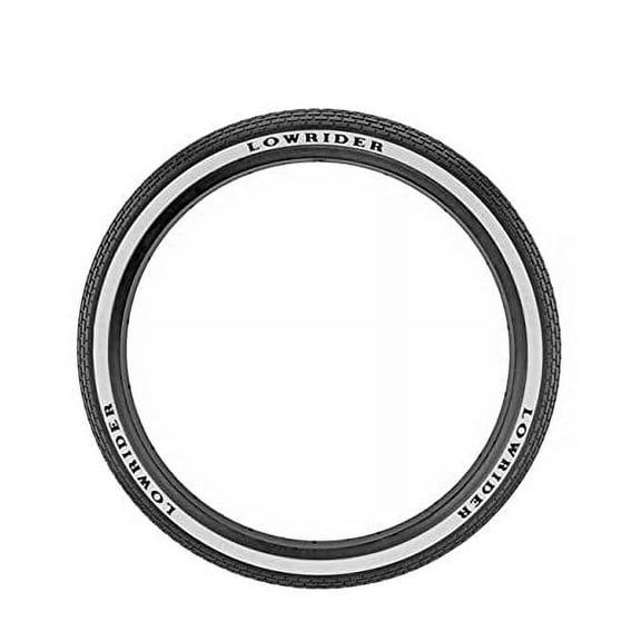 Bike Tire 20 x 1.75 Black/White Side Wall Lowrider Raised Letter HF-120A.