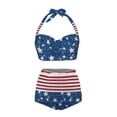 thumbnail image 3 of Renewold American Flag Halter Neck Bathing Suits for Women Tummy Control Swimwear Sets Size 2XL Trendy Ladies Top High Waisted Swimsuits Activewear, 2 Pcs, 3 of 6