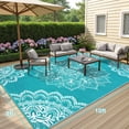 thumbnail image 4 of Findosom 8'x10' Outdoor Rugs Large Patios RV Outdoor Rug Reversible Waterproof Camping Rugs Portable Plastic Straw Outdoor Area Rug for Camping, RV, Balcony, Patio, Picnic,Teal, 4 of 9