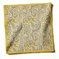 thumbnail image 3 of Vargottam Designer Cotton Twill Napkins - Set of 12, 20-Inch, Yellow Color Paisley Design, Durable & Absorbent Cloth Napkins for Dining, Parties, and Home Decor - Machine Washable, 3 of 8