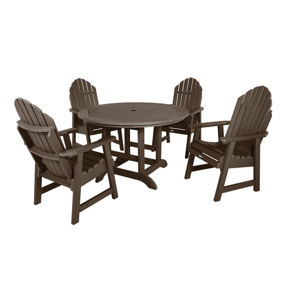 highwood Hamilton 5-piece Outdoor Dining Set - 48" Round Table, Dining-height Weathered Acorn