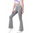 thumbnail image 4 of EnJoCho Girls High Waisted Flare Leggings Yoga Bootcut Pants Solid Color Full Length Bell Bottoms Cross Stretchy Dance Trousers 70s Style, 4 of 6