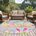 thumbnail image 4 of Round Rugs 5Ft, Colorful Easter Round Area Rug Washable Indoor Throw Carpet, Spring Watercolor Bunny Egg Flower Wood Grain Soft Non Slip Circle Rug for Cabinet Bathroom Home Decor Aesthetic, 4 of 8