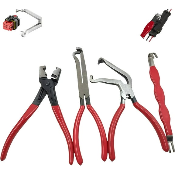 4 PCS Automotive Electrical Terminal Connector Removal Tool Kit, Connector Separator and Hose Clamp Pliers for Professional Mechanics (w)
