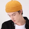 thumbnail image 2 of NMMUED Men's Brimless Docker Cap Solid Color Retro Sailor Hat Adjustable Skull Cap Beanie Yellow One Size, 2 of 6