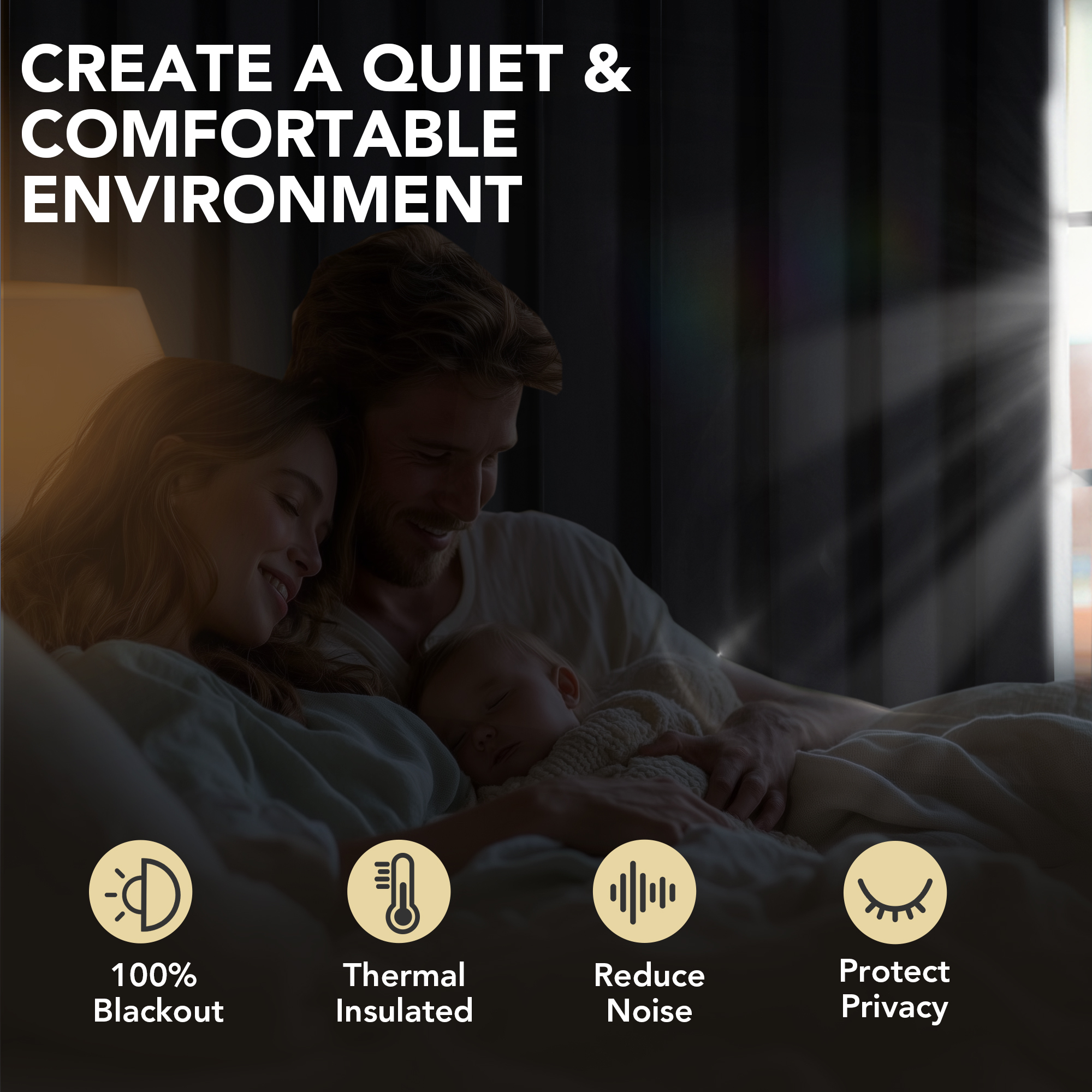 Deconovo Total Blackout Curtains for Bedroom and Living Room, 2 Panels with 8 Grommets, Thermal Insulated, 52"x63", Dark Gray