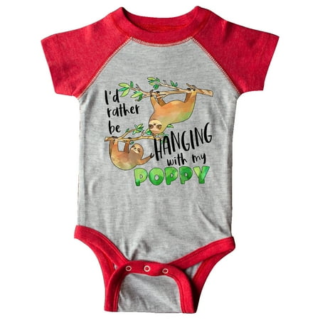 

Inktastic Id Rather Be Hanging with my Poppy- Cute Sloths Gift Baby Boy or Baby Girl Bodysuit
