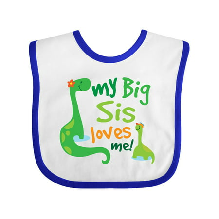 Big Sister Loves Me Boy Dinosaur Brother Baby Bib
