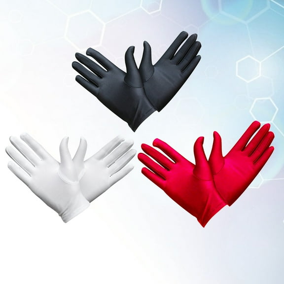 GOOHOCHY 3 Pairs Elastic Spandex Gloves Jewelry Inspection Gloves Etiquette Glove Performance Gloves (White   Black )