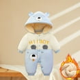 thumbnail image 2 of Baby Boys Romper Jumpsuit Warm Hooded Winter Clothes Light Blue Size 3-6 Months, 2 of 3