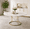 43-59" White,Gold 02, variant on Ciphrias Extendable Round Dining Table 43-59 Inch, Marble Veneer Top with Storage Shelf Gold Metal Frame for Dining Room Kitchen