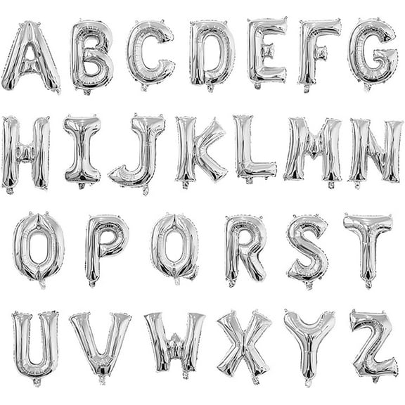 ERDOUY Silver 16" Alphabet Letter A-Z Balloons Set Package Aluminum Hanging Foil Film Balloons for Party Wedding Birthday Party Decoration (A-Z, Silver)