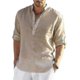 thumbnail image 2 of Men's Long Sleeved Linen Shirt, Cotton And Linen Casual Shirt, S-5xl Top, 2 of 4