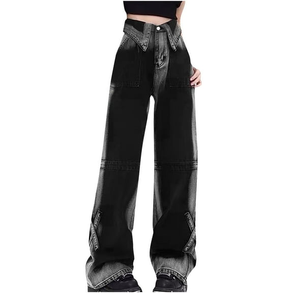 Fjofpr Sale Deal Baggy Jeans for Woman Women's Fashion Design Color Blocked Jeans