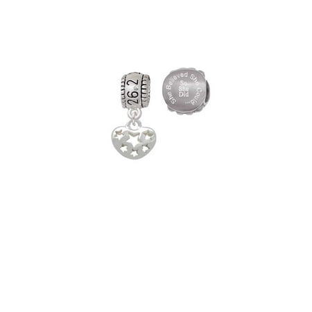 Small Cut Out Football Charm - Silvertone Small Heart with Cut Out Stars 26.2 Marathon Run She Believed She Could Charm Beads (Set of 2)