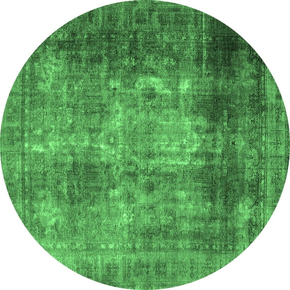 Ahgly Company Indoor Round Persian Emerald Green Traditional Area Rugs, 5' Round