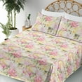 thumbnail image 3 of Ambesonne Vintage Fitted & Flat Sheet with Shams 4 Pcs Set, Watercolor Roses Floral Art, King, Dark Coral and Pale Ruby, 3 of 5