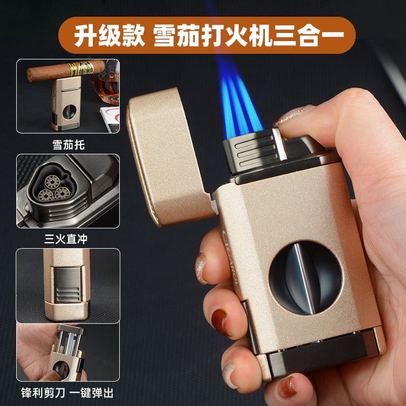 cigar lighter cigar lighter high-end three-in-one cigar special lighter cigar windproof lighter