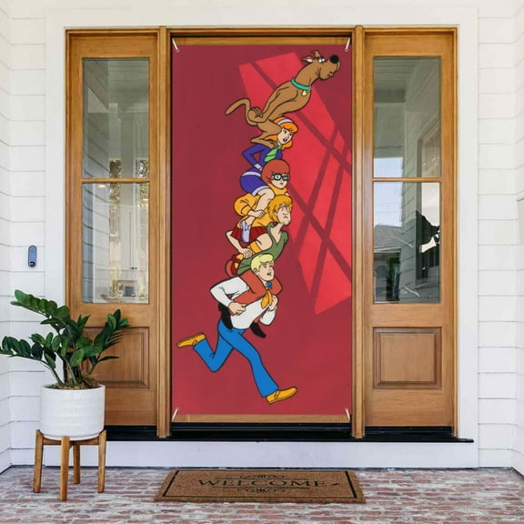 Scooby-Doo Door Cover Polyester Banner Outdoor Decoration Accessories For Porch Garden Patio Party Backdrop, 35.4 X 72.8 Inches