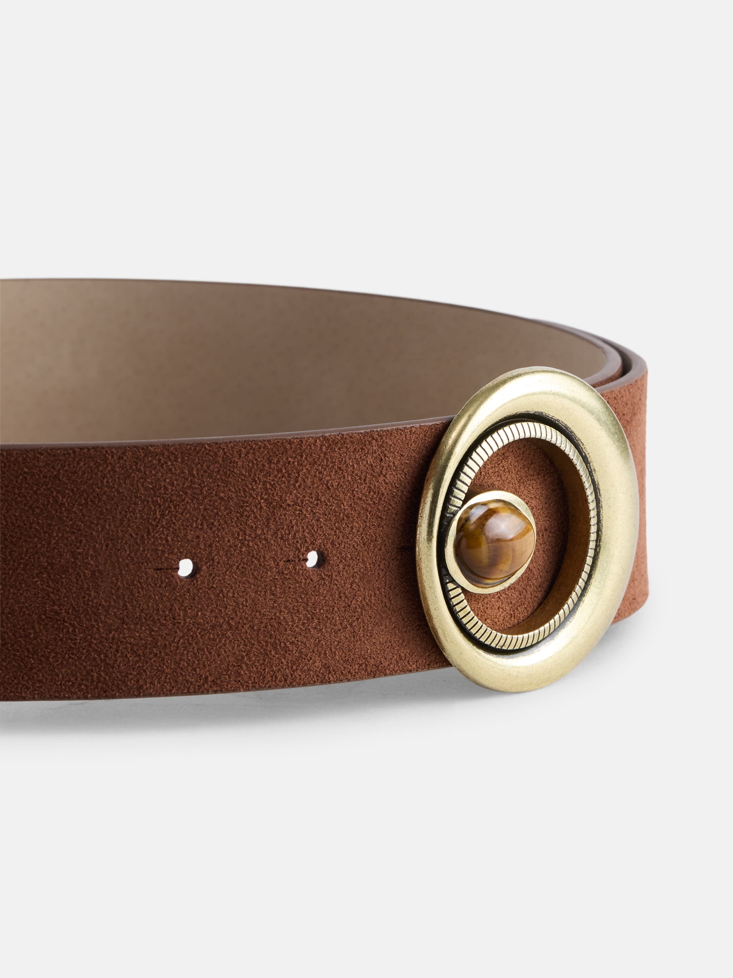 Scenario Women's Belt with Stone Buckle, Tan, Sizes S-3XL