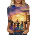 thumbnail image 2 of NSLGXD Cute Tshirts Shirts for Women 3/4 Sleeve Crew Neck Five Witches Print Fall Halloween Graphic Tees S-5XL, 2 of 5