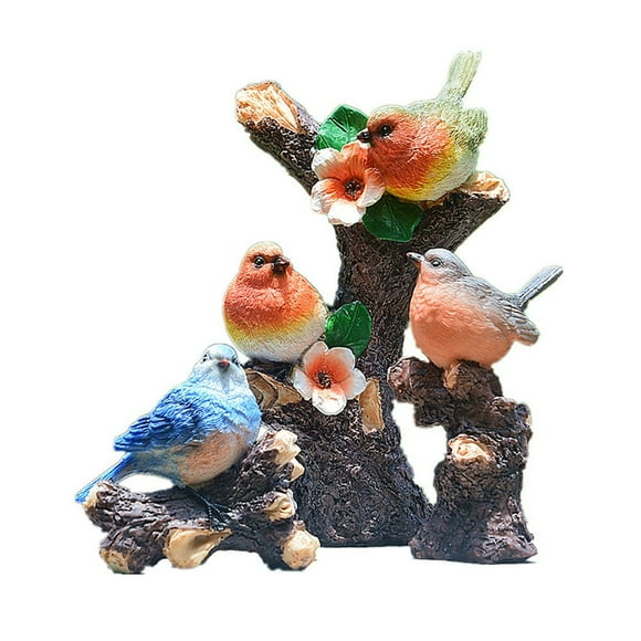 AMERTEER Bird Decorations Landscape Ornament Resin Status 4pcs/set Courtyard Sculpture Figures Ornaments Four-piece Set