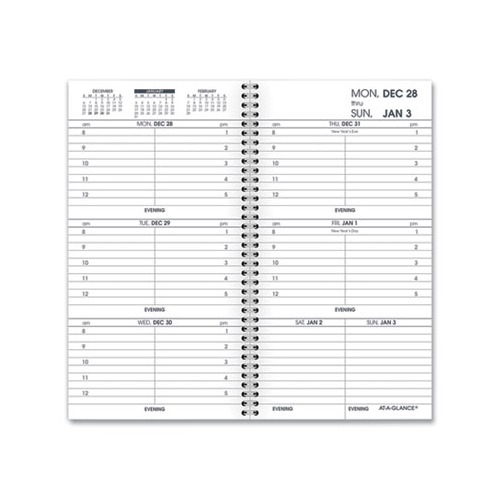 Weekly Appointment Book Refill Hourly Ruled 6.25 x 3.25, 2022