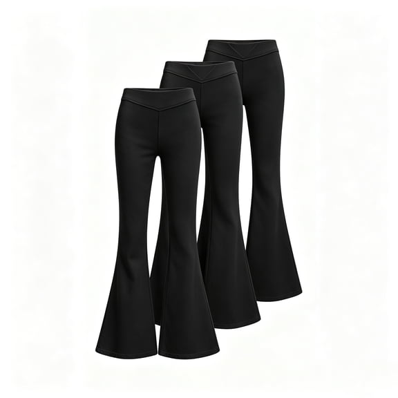 TGPMGRZ 3 Pack Girl's Flare Leggings Tween Back to School Yoga Pants Cross High Waist Bootcut Bell Bottoms