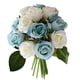thumbnail image 1 of Ramo de rosas artificiales de 12 cabezas, paquete de flores de simulación, decoración del hogar, adorno de flores falsas para bodas, blanco azul sidaley HA7941-07B, 1 of 6