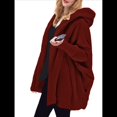 thumbnail image 1 of Chaqueta con Capucha y Cuello en V de Larga de Color Liso para Mujer, Informal, Holgada, de Felpa, Sin Botones. Vino Tinto 4XL, 1 of 7