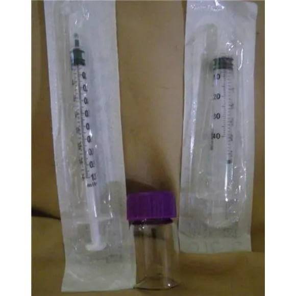 Glass Vial 2.5 Dram with Screw Top and Two Syringes 1ml and 3ml